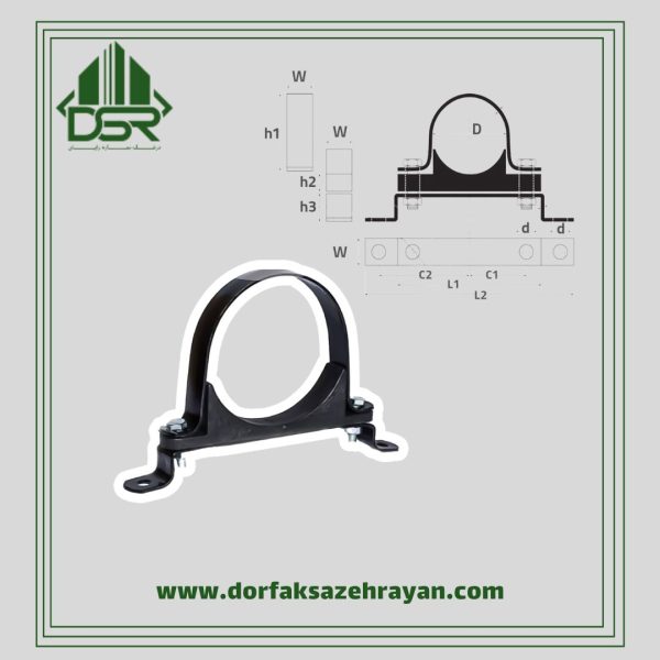 بست دو پایه دیواری Pipe clamp سایز 4